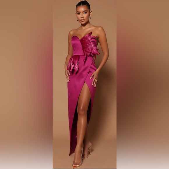 Fashion Nova Dresses & Skirts - Jaqueline Asymmetrical Maxi Dress Raspberry size XL new with tag